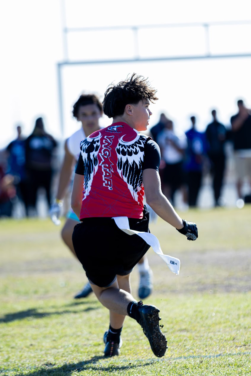 Seth running a route in 7-on-7